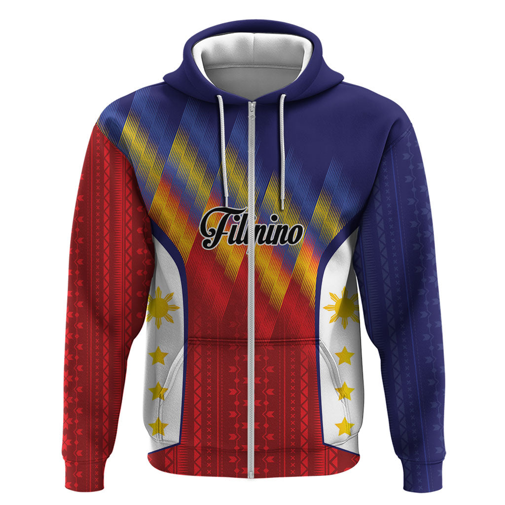 Personalized Philippines Eight Rays Sun Hoodie Traditional Filipino Igorot Pattern Motif LT9 Zip Hoodie Red - Polynesian Pride