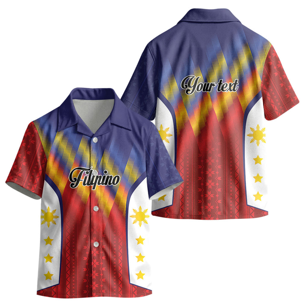 Personalized Philippines Eight Rays Sun Kid Hawaiian Shirt Traditional Filipino Igorot Pattern Motif LT9 - Polynesian Pride