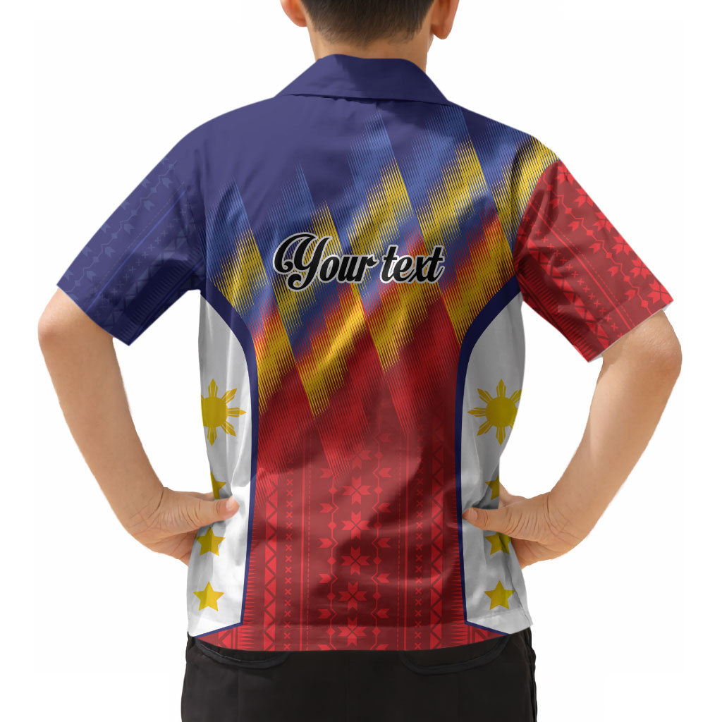 Personalized Philippines Eight Rays Sun Kid Hawaiian Shirt Traditional Filipino Igorot Pattern Motif LT9 - Polynesian Pride