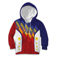 Personalized Philippines Eight Rays Sun Kid Hoodie Traditional Filipino Igorot Pattern Motif LT9 Hoodie Red - Polynesian Pride