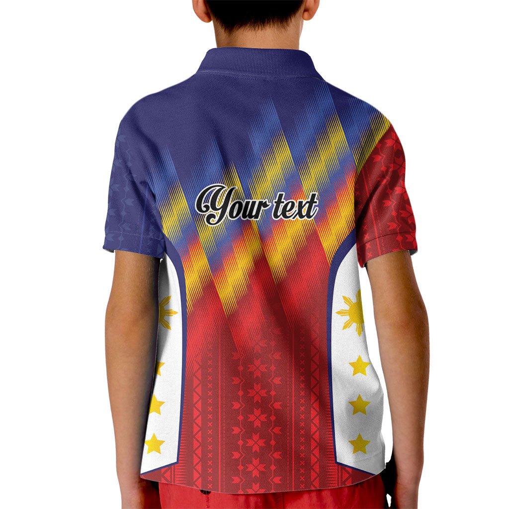 Personalized Philippines Eight Rays Sun Kid Polo Shirt Traditional Filipino Igorot Pattern Motif LT9 - Polynesian Pride