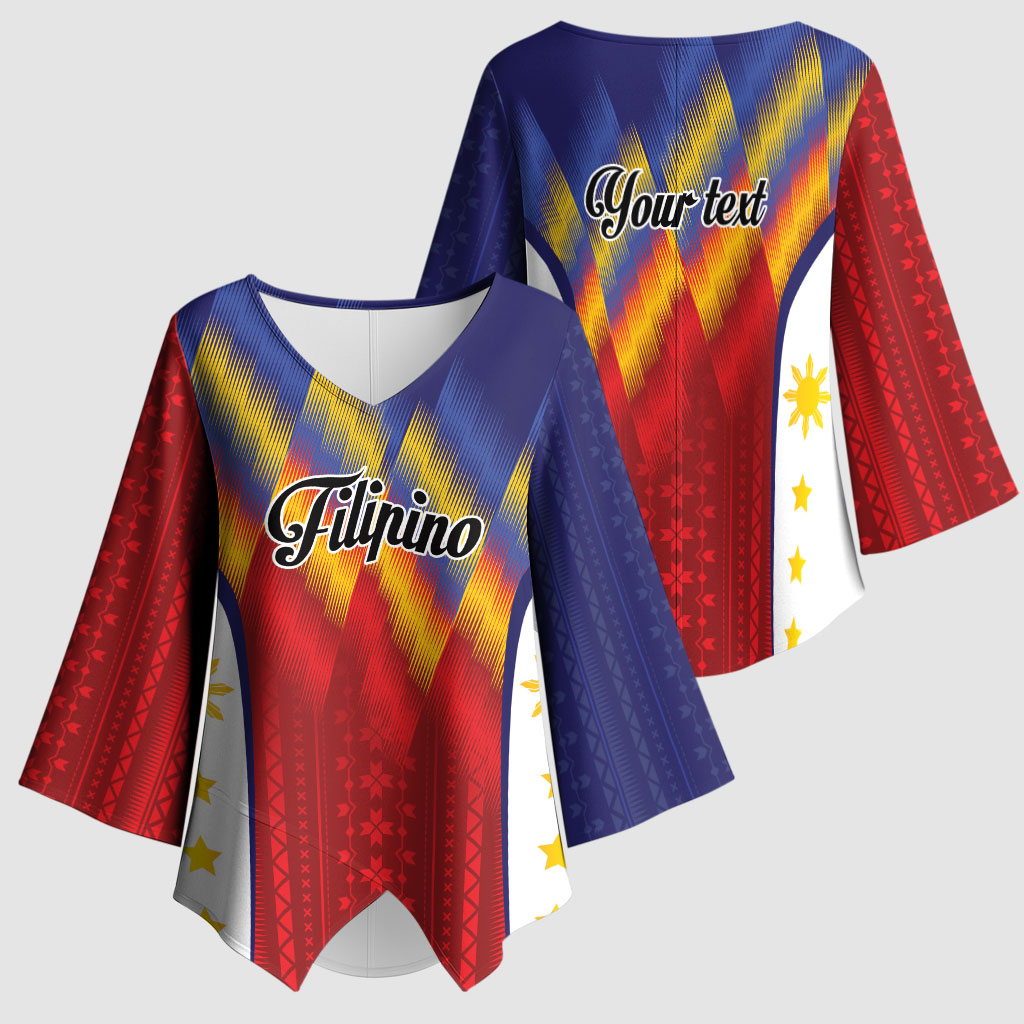 Personalized Philippines Eight Rays Sun Kimono Sleeve Blouse Traditional Filipino Igorot Pattern Motif LT9 - Polynesian Pride