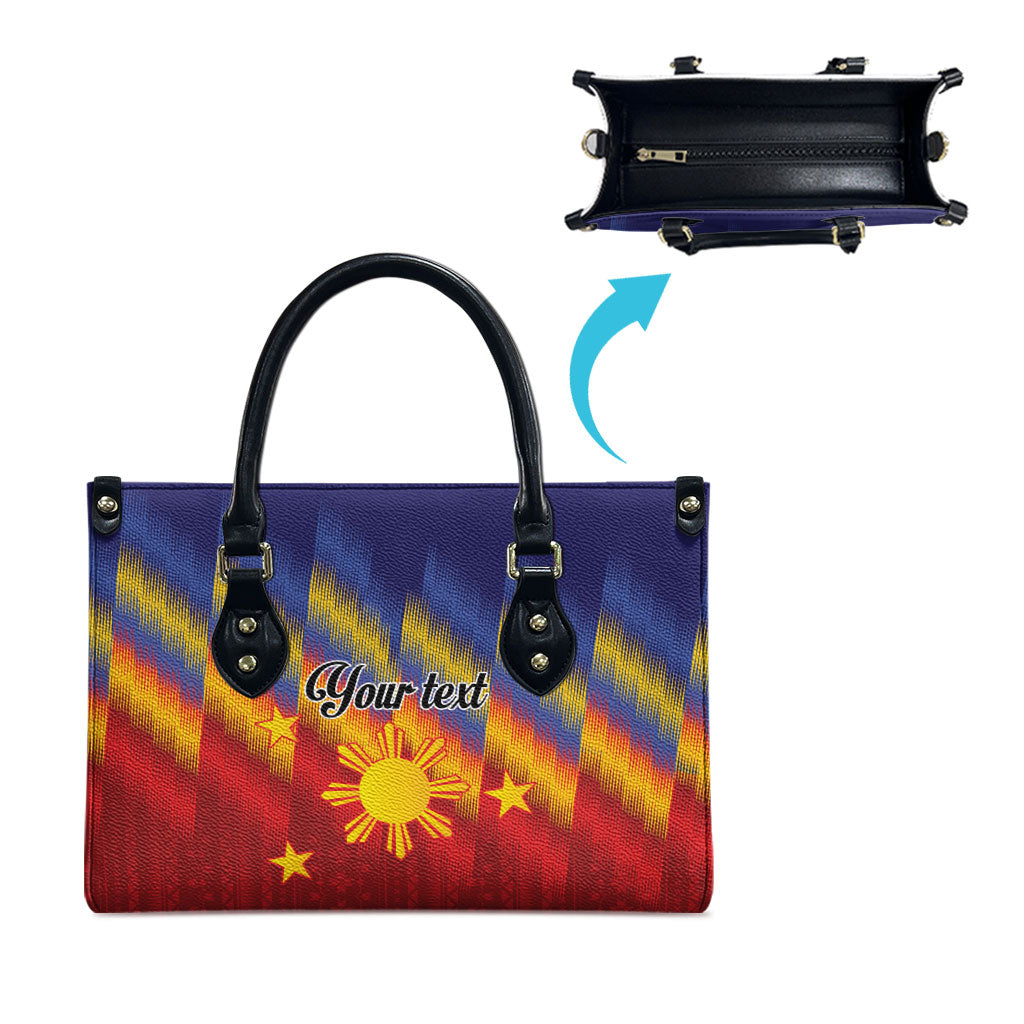Personalized Philippines Eight Rays Sun Leather Bag Traditional Filipino Igorot Pattern Motif LT9 - Polynesian Pride