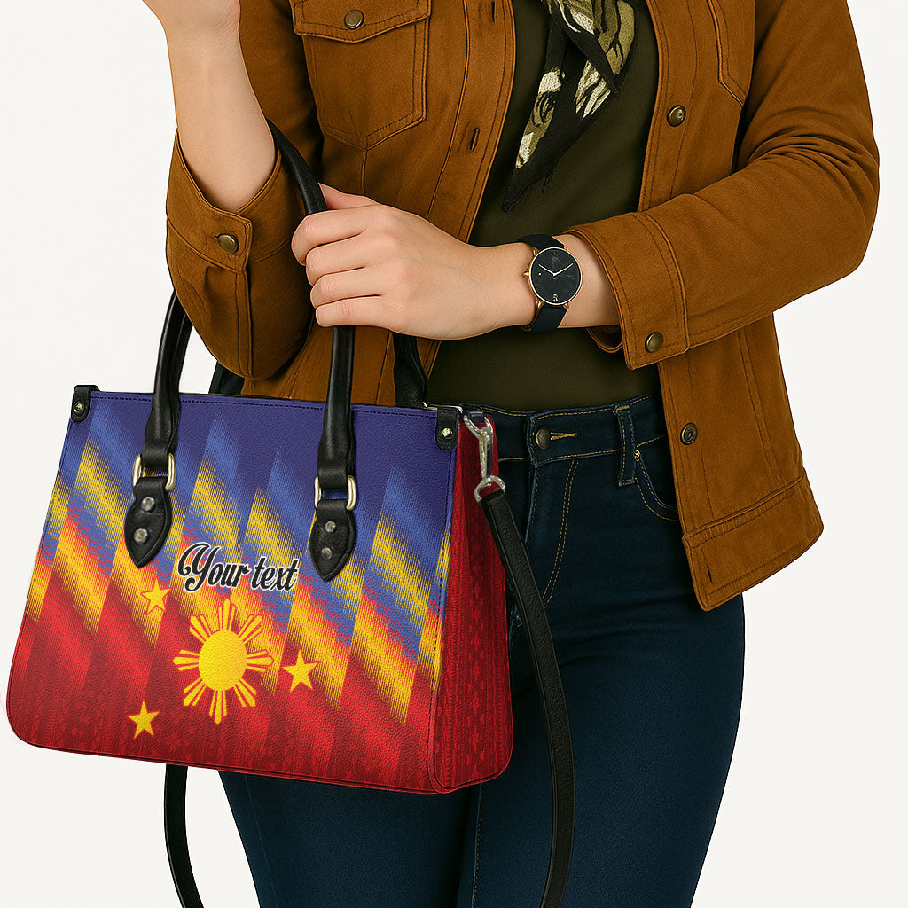 Personalized Philippines Eight Rays Sun Leather Bag Traditional Filipino Igorot Pattern Motif LT9 - Polynesian Pride