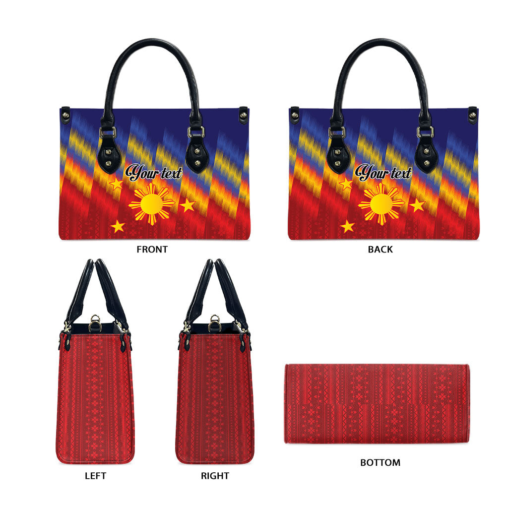 Personalized Philippines Eight Rays Sun Leather Bag Traditional Filipino Igorot Pattern Motif LT9 - Polynesian Pride