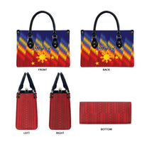 Personalized Philippines Eight Rays Sun Leather Bag Traditional Filipino Igorot Pattern Motif LT9 - Polynesian Pride