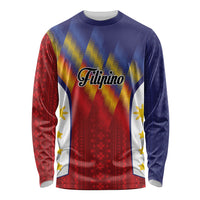 Personalized Philippines Eight Rays Sun Long Sleeve Shirt Traditional Filipino Igorot Pattern Motif LT9 Unisex Red - Polynesian Pride
