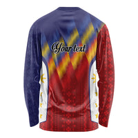 Personalized Philippines Eight Rays Sun Long Sleeve Shirt Traditional Filipino Igorot Pattern Motif LT9 - Polynesian Pride