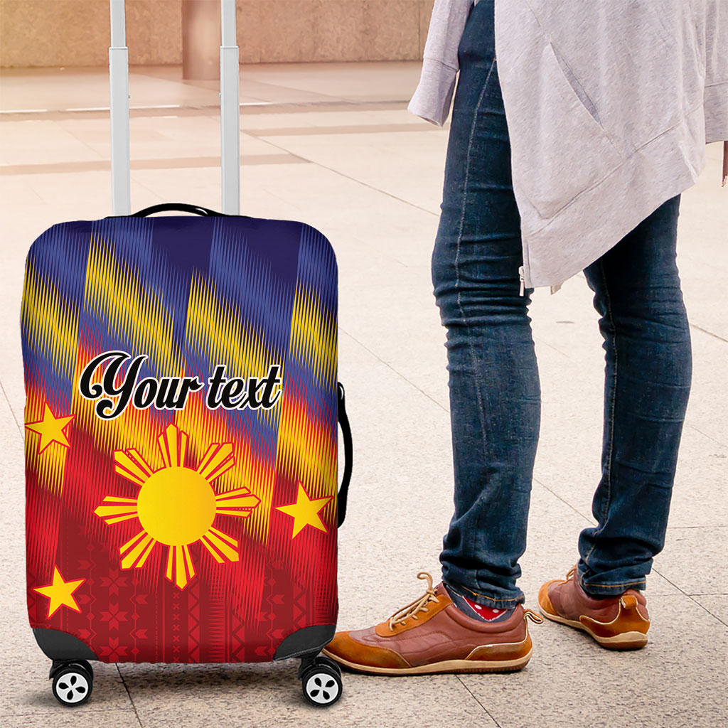 Personalized Philippines Eight Rays Sun Luggage Cover Traditional Filipino Igorot Pattern Motif LT9 Red - Polynesian Pride