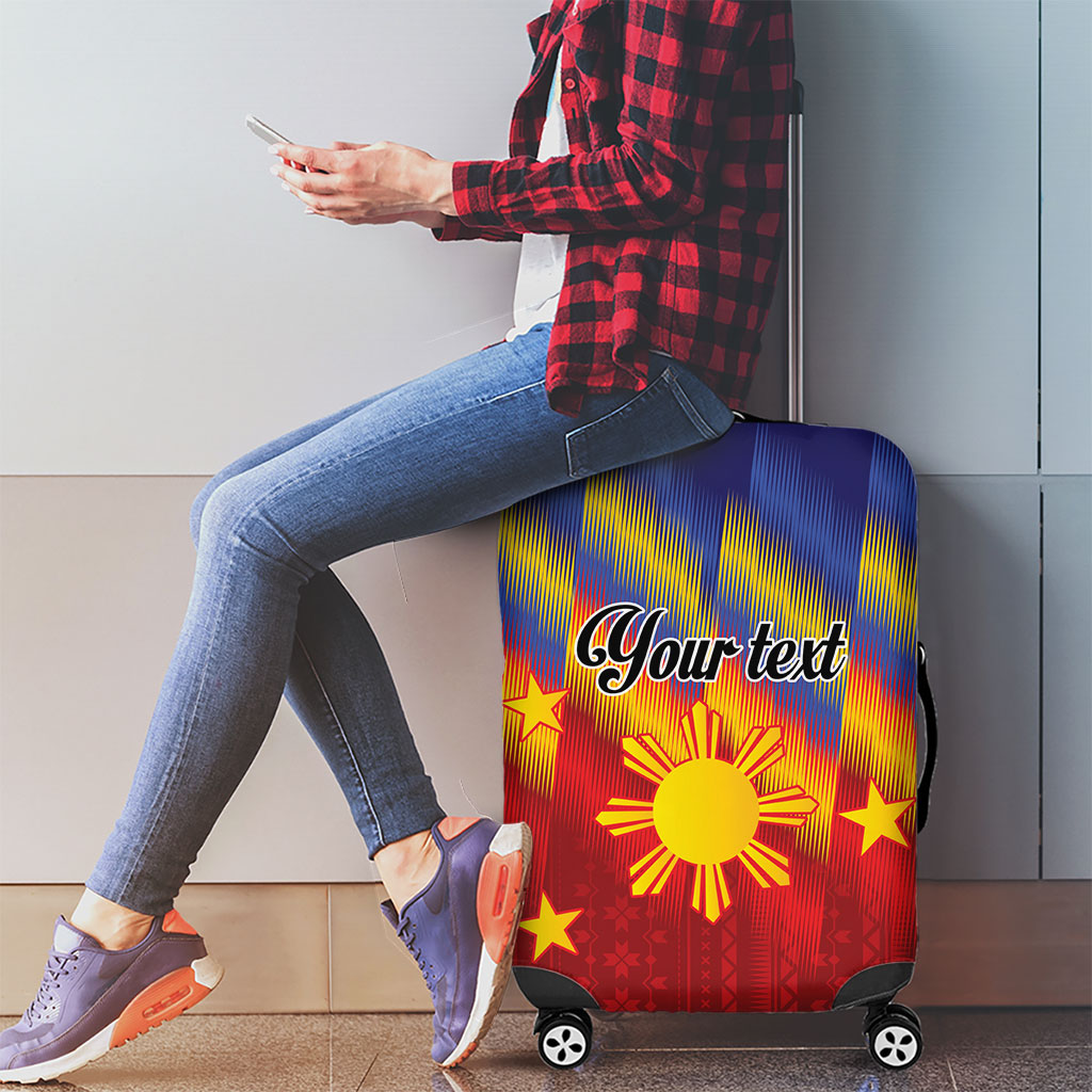 Personalized Philippines Eight Rays Sun Luggage Cover Traditional Filipino Igorot Pattern Motif LT9 - Polynesian Pride