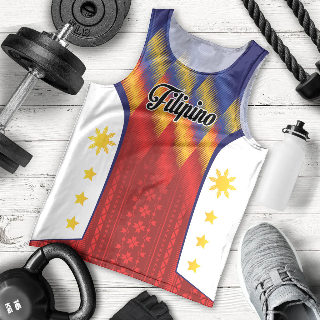 Personalized Philippines Eight Rays Sun Men Tank Top Traditional Filipino Igorot Pattern Motif LT9 - Polynesian Pride