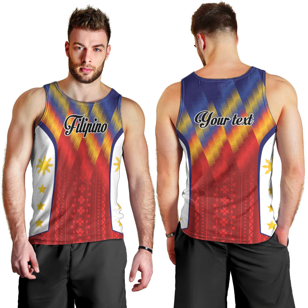 Personalized Philippines Eight Rays Sun Men Tank Top Traditional Filipino Igorot Pattern Motif LT9 - Polynesian Pride