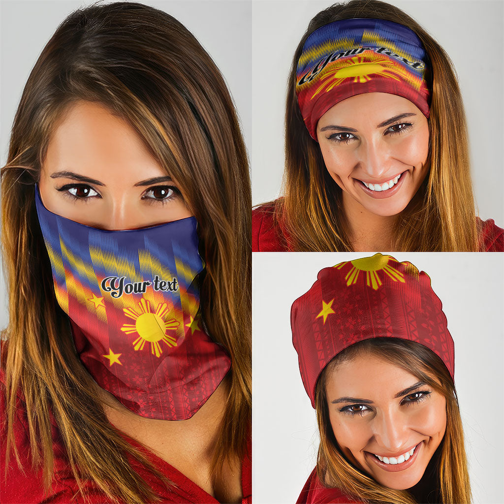 Personalized Philippines Eight Rays Sun Neck Gaiter Traditional Filipino Igorot Pattern Motif LT9 - Polynesian Pride