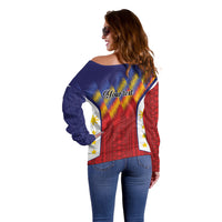 Personalized Philippines Eight Rays Sun Off Shoulder Sweater Traditional Filipino Igorot Pattern Motif LT9 - Polynesian Pride
