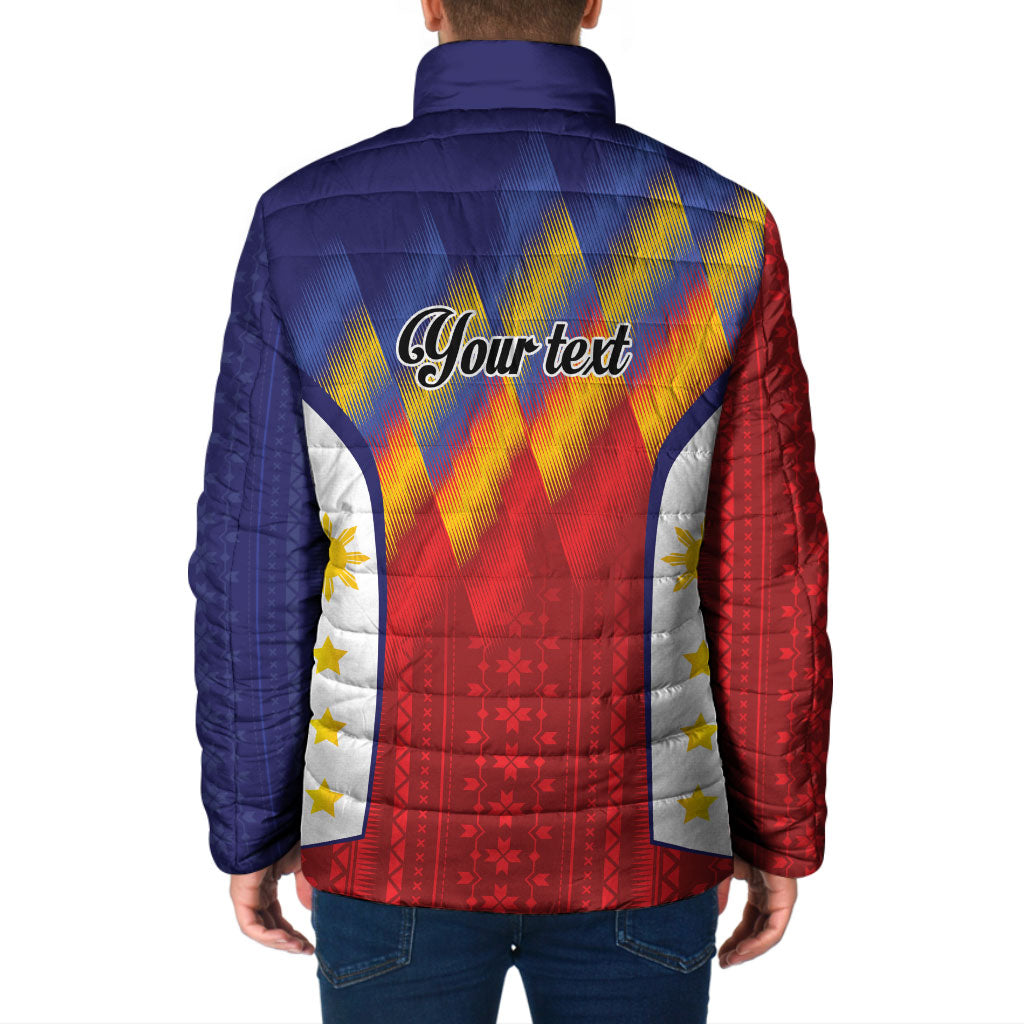 Personalized Philippines Eight Rays Sun Padded Jacket Traditional Filipino Igorot Pattern Motif LT9 - Polynesian Pride
