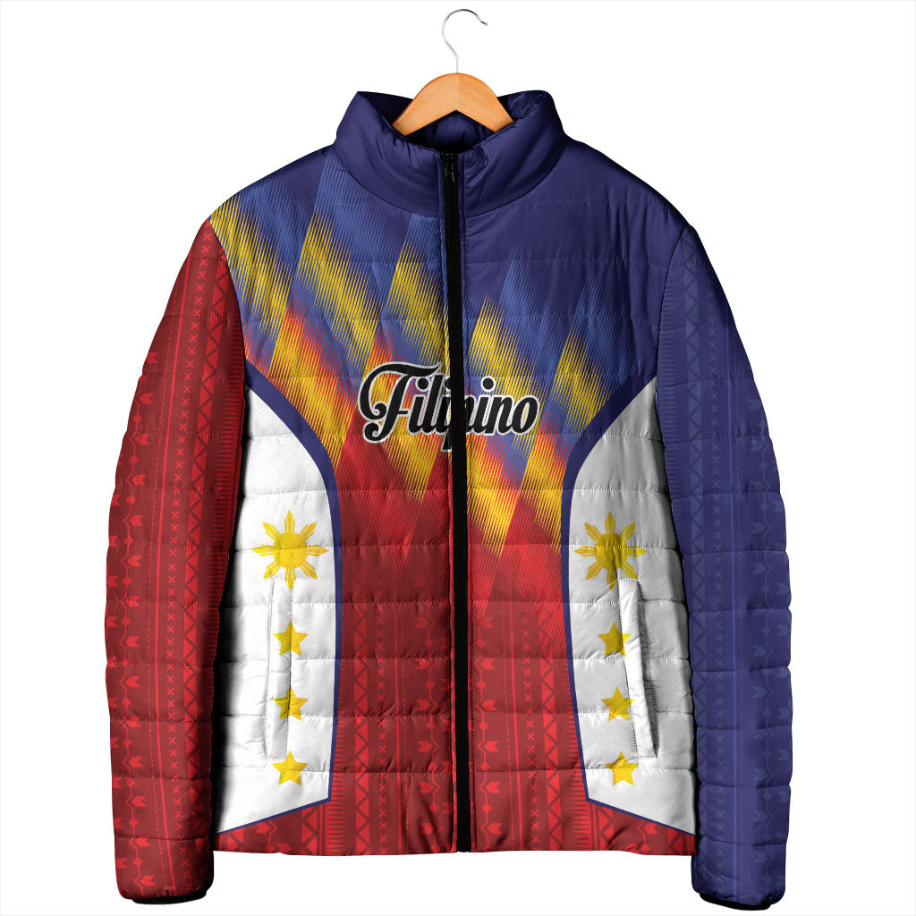 Personalized Philippines Eight Rays Sun Padded Jacket Traditional Filipino Igorot Pattern Motif LT9 - Polynesian Pride