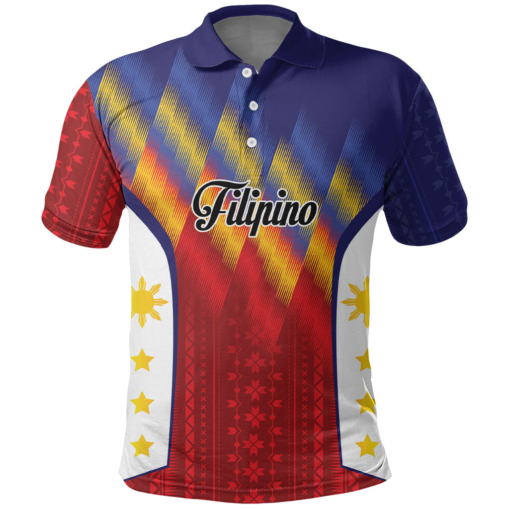 Personalized Philippines Eight Rays Sun Polo Shirt Traditional Filipino Igorot Pattern Motif LT9 Red - Polynesian Pride