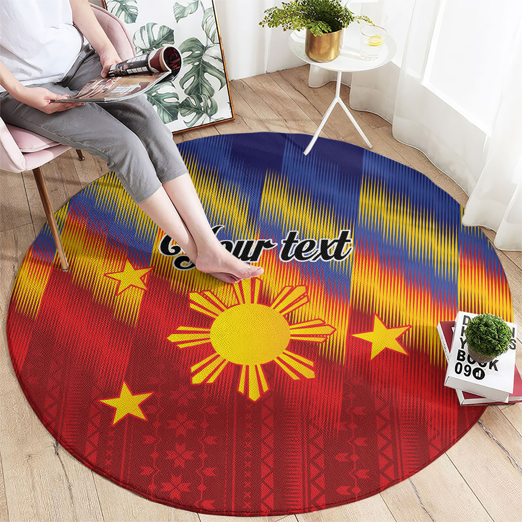 Personalized Philippines Eight Rays Sun Round Carpet Traditional Filipino Igorot Pattern Motif LT9 - Polynesian Pride