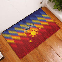 Personalized Philippines Eight Rays Sun Rubber Doormat Traditional Filipino Igorot Pattern Motif LT9 - Polynesian Pride
