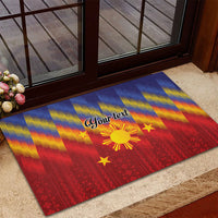 Personalized Philippines Eight Rays Sun Rubber Doormat Traditional Filipino Igorot Pattern Motif LT9 - Polynesian Pride