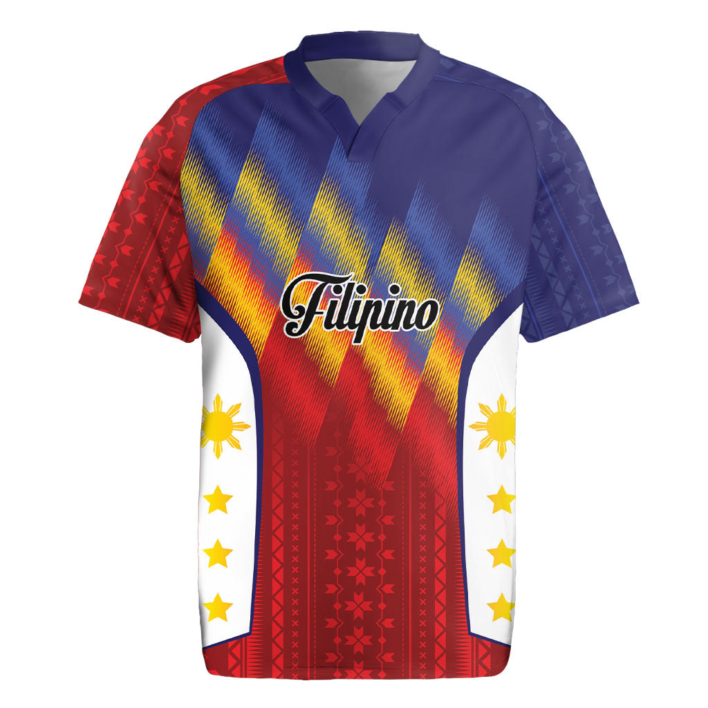 Personalized Philippines Eight Rays Sun Rugby Jersey Traditional Filipino Igorot Pattern Motif LT9 Red - Polynesian Pride