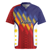Personalized Philippines Eight Rays Sun Rugby Jersey Traditional Filipino Igorot Pattern Motif LT9 Red - Polynesian Pride