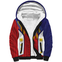 Personalized Philippines Eight Rays Sun Sherpa Hoodie Traditional Filipino Igorot Pattern Motif LT9 Unisex Red - Polynesian Pride
