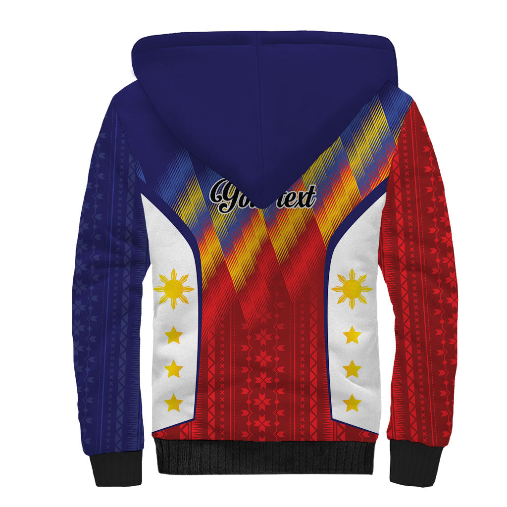 Personalized Philippines Eight Rays Sun Sherpa Hoodie Traditional Filipino Igorot Pattern Motif LT9 - Polynesian Pride