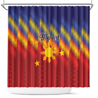 Personalized Philippines Eight Rays Sun Shower Curtain Traditional Filipino Igorot Pattern Motif LT9 Red - Polynesian Pride