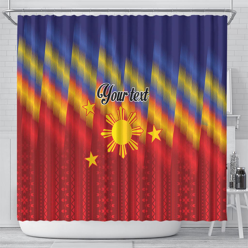 Personalized Philippines Eight Rays Sun Shower Curtain Traditional Filipino Igorot Pattern Motif LT9 - Polynesian Pride