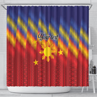 Personalized Philippines Eight Rays Sun Shower Curtain Traditional Filipino Igorot Pattern Motif LT9 - Polynesian Pride