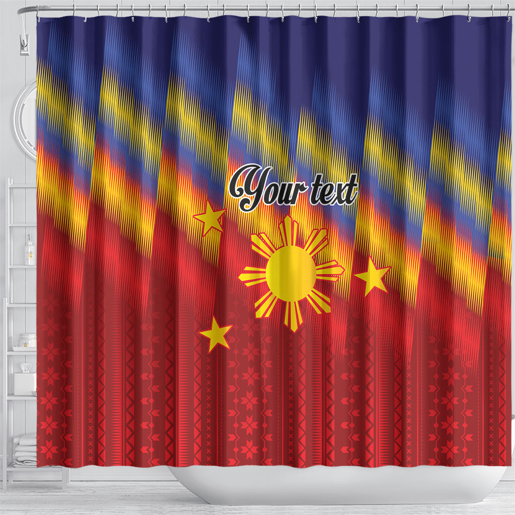 Personalized Philippines Eight Rays Sun Shower Curtain Traditional Filipino Igorot Pattern Motif LT9 - Polynesian Pride