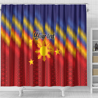Personalized Philippines Eight Rays Sun Shower Curtain Traditional Filipino Igorot Pattern Motif LT9 - Polynesian Pride