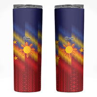 Personalized Philippines Eight Rays Sun Skinny Tumbler Traditional Filipino Igorot Pattern Motif LT9 Red - Polynesian Pride