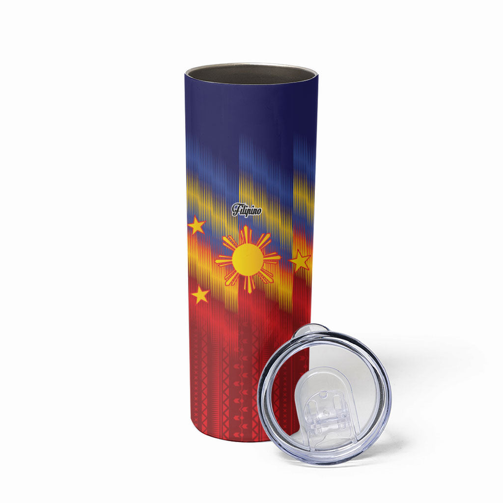 Personalized Philippines Eight Rays Sun Skinny Tumbler Traditional Filipino Igorot Pattern Motif LT9 - Polynesian Pride