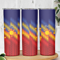 Personalized Philippines Eight Rays Sun Skinny Tumbler Traditional Filipino Igorot Pattern Motif LT9 - Polynesian Pride