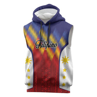 Personalized Philippines Eight Rays Sun Sleeveless Hoodie Traditional Filipino Igorot Pattern Motif LT9 Red - Polynesian Pride