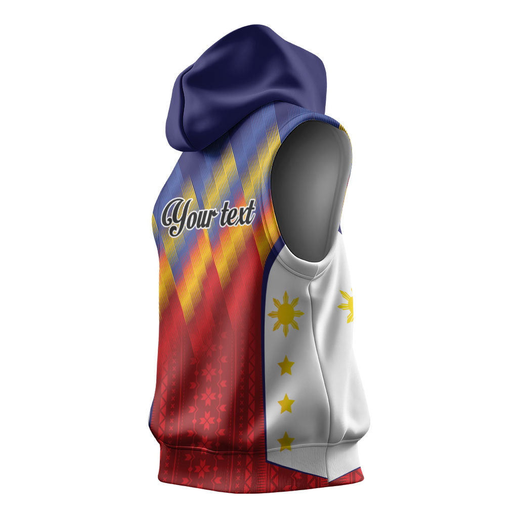 Personalized Philippines Eight Rays Sun Sleeveless Hoodie Traditional Filipino Igorot Pattern Motif LT9 - Polynesian Pride