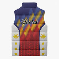 Personalized Philippines Eight Rays Sun Sleeveless Puffer Jacket Traditional Filipino Igorot Pattern Motif LT9 - Polynesian Pride