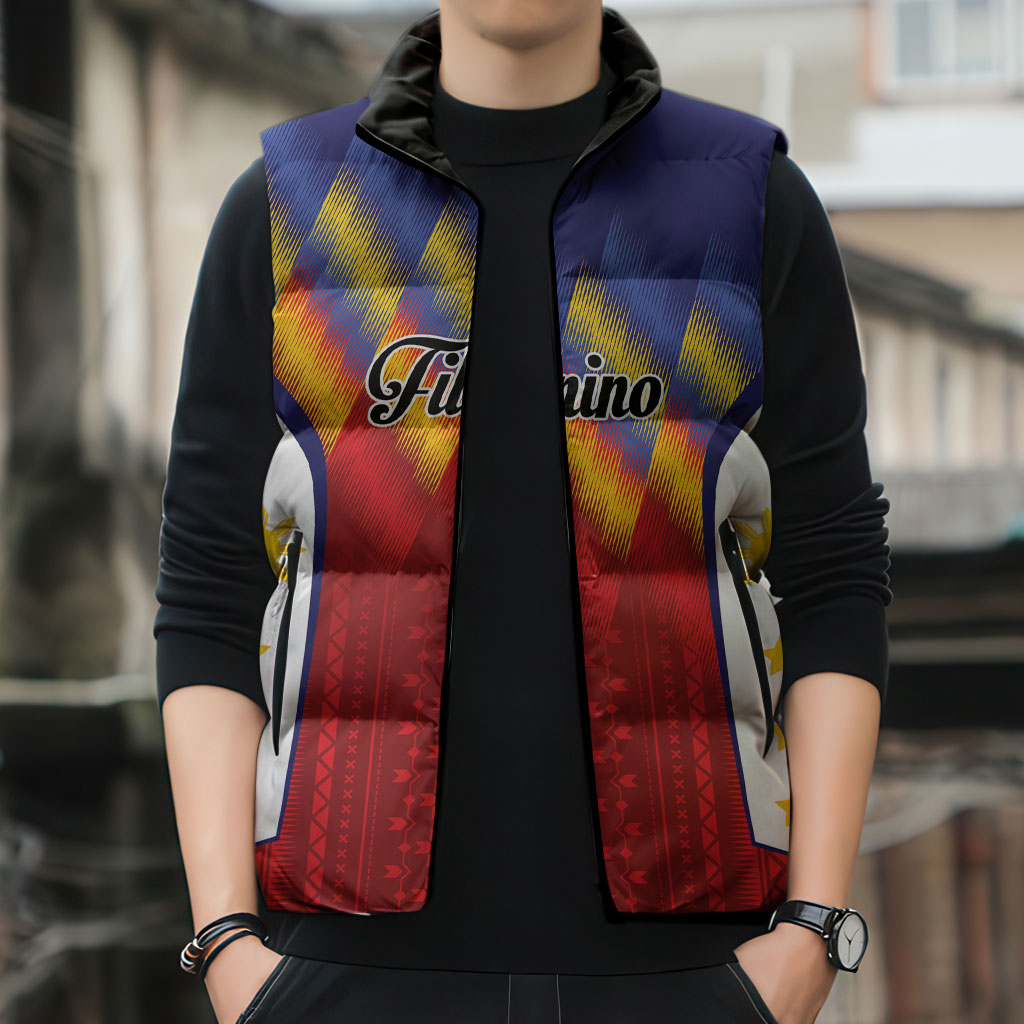 Personalized Philippines Eight Rays Sun Sleeveless Puffer Jacket Traditional Filipino Igorot Pattern Motif LT9 - Polynesian Pride