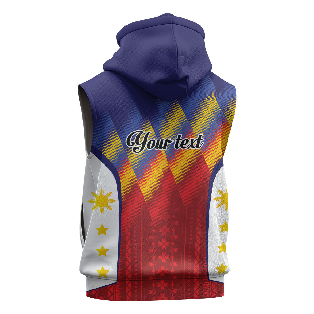 Personalized Philippines Eight Rays Sun Sleeveless Zip Hoodie Traditional Filipino Igorot Pattern Motif LT9 - Polynesian Pride