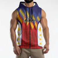 Personalized Philippines Eight Rays Sun Sleeveless Zip Hoodie Traditional Filipino Igorot Pattern Motif LT9 - Polynesian Pride