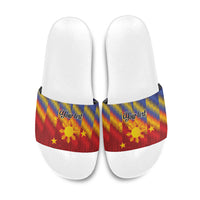 Personalized Philippines Eight Rays Sun Slide Sandals Traditional Filipino Igorot Pattern Motif LT9 Red - Polynesian Pride