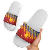 Personalized Philippines Eight Rays Sun Slide Sandals Traditional Filipino Igorot Pattern Motif LT9 - Polynesian Pride