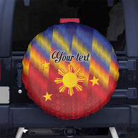 Personalized Philippines Eight Rays Sun Spare Tire Cover Traditional Filipino Igorot Pattern Motif LT9 No hole Red - Polynesian Pride