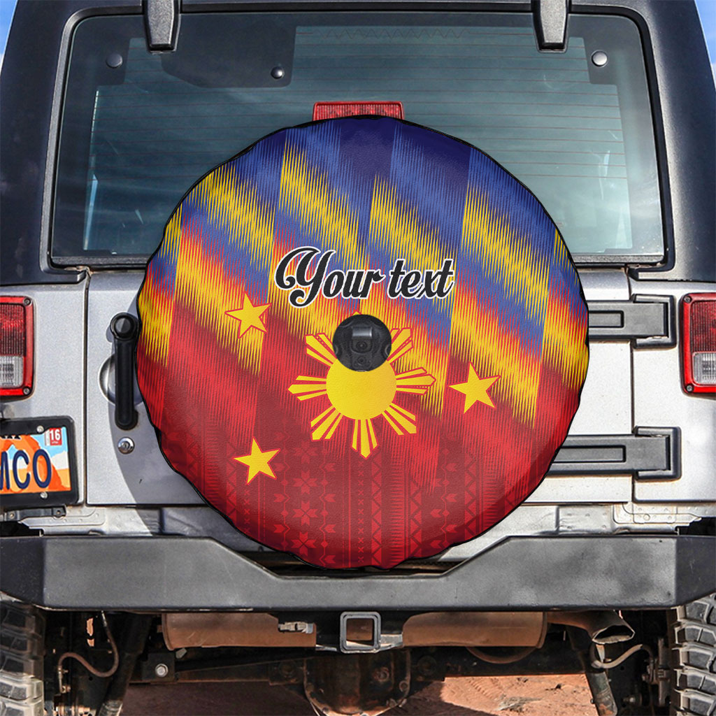 Personalized Philippines Eight Rays Sun Spare Tire Cover Traditional Filipino Igorot Pattern Motif LT9 Red - Polynesian Pride