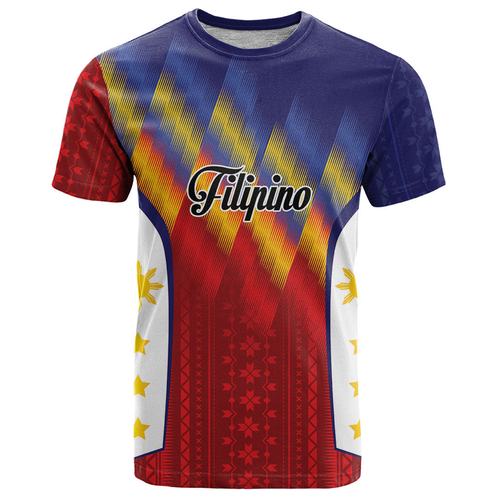 Personalized Philippines Eight Rays Sun T Shirt Traditional Filipino Igorot Pattern Motif LT9 Red - Polynesian Pride