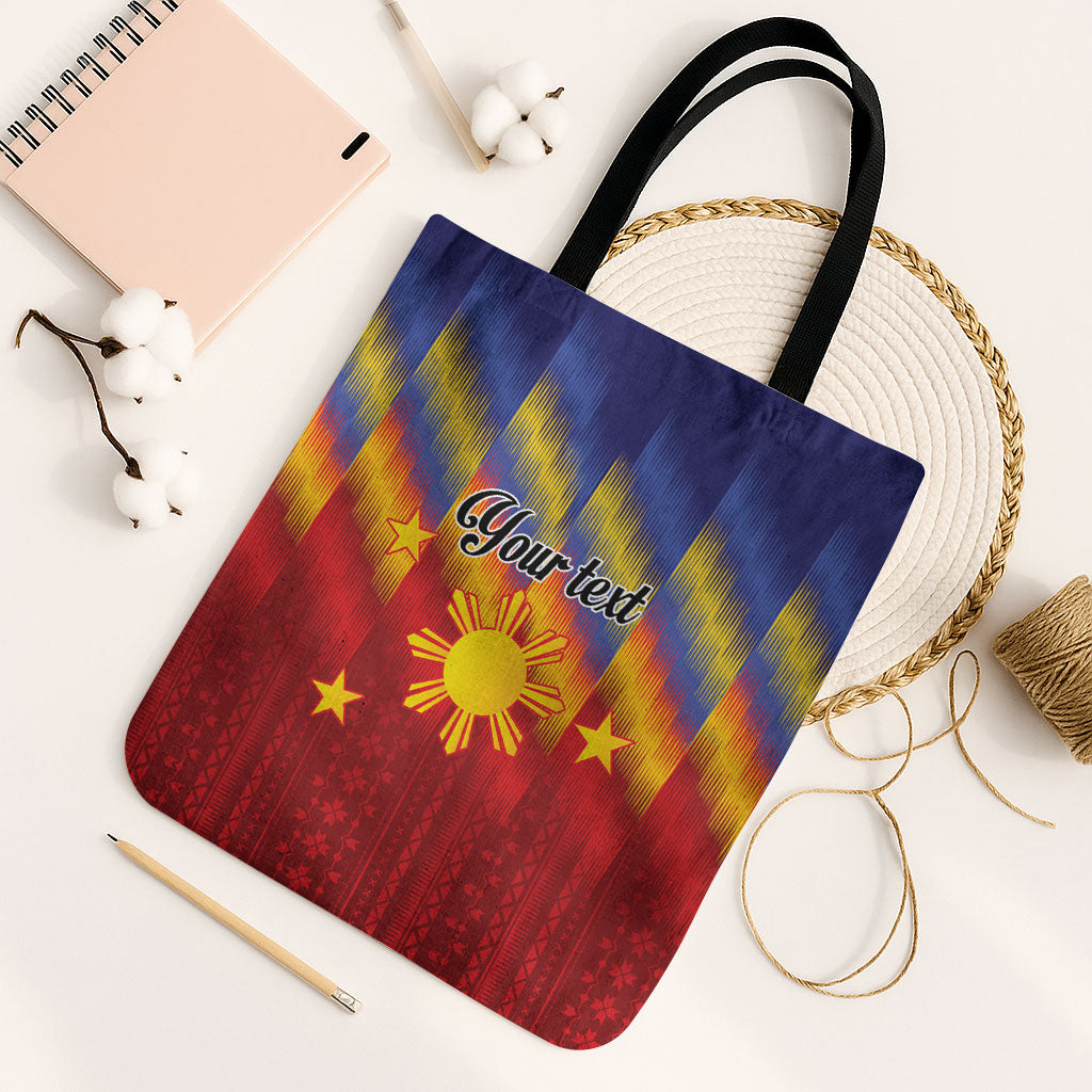 Personalized Philippines Eight Rays Sun Tote Bag Traditional Filipino Igorot Pattern Motif LT9 Black Strap One Size Red - Polynesian Pride