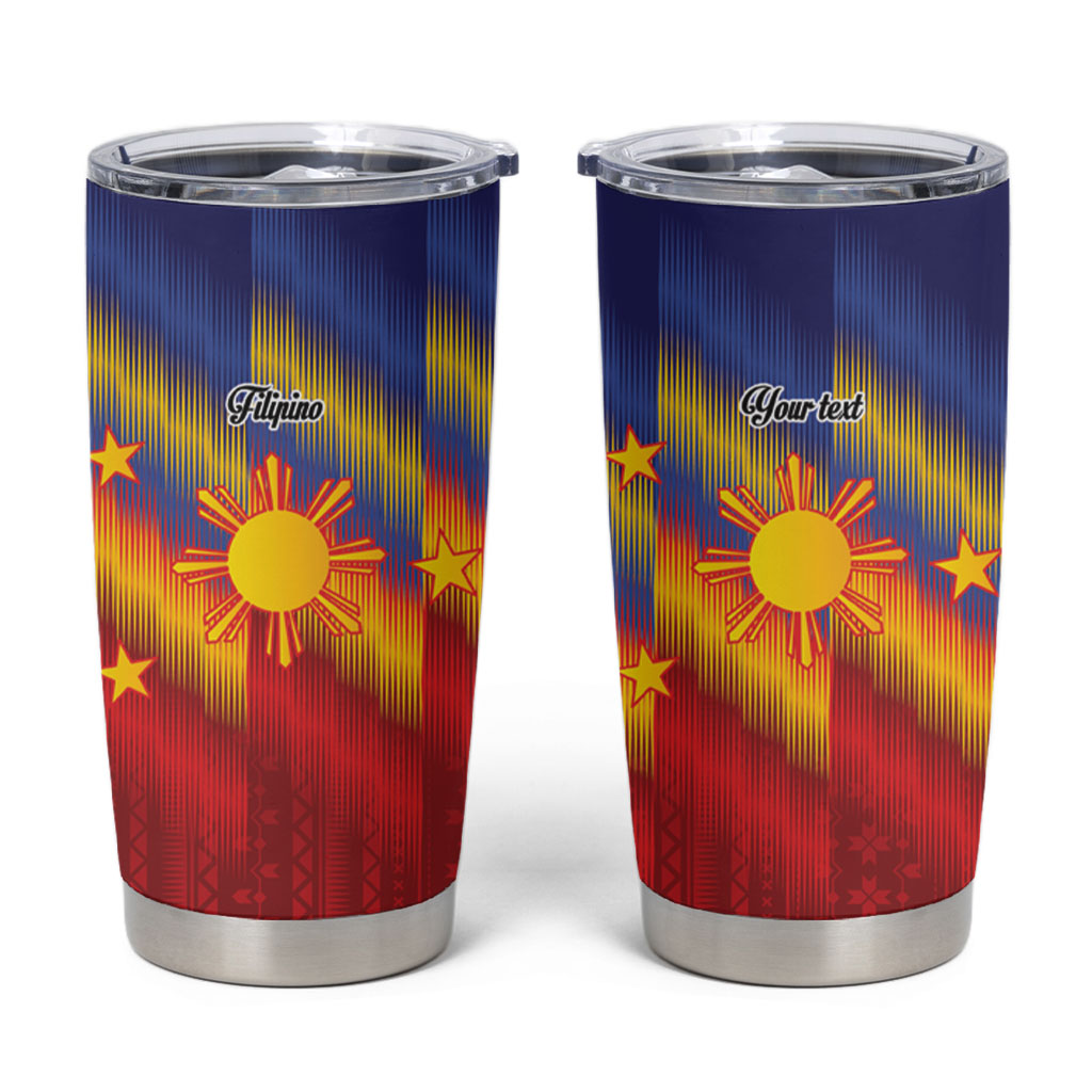 Personalized Philippines Eight Rays Sun Tumbler Cup Traditional Filipino Igorot Pattern Motif LT9 Red - Polynesian Pride