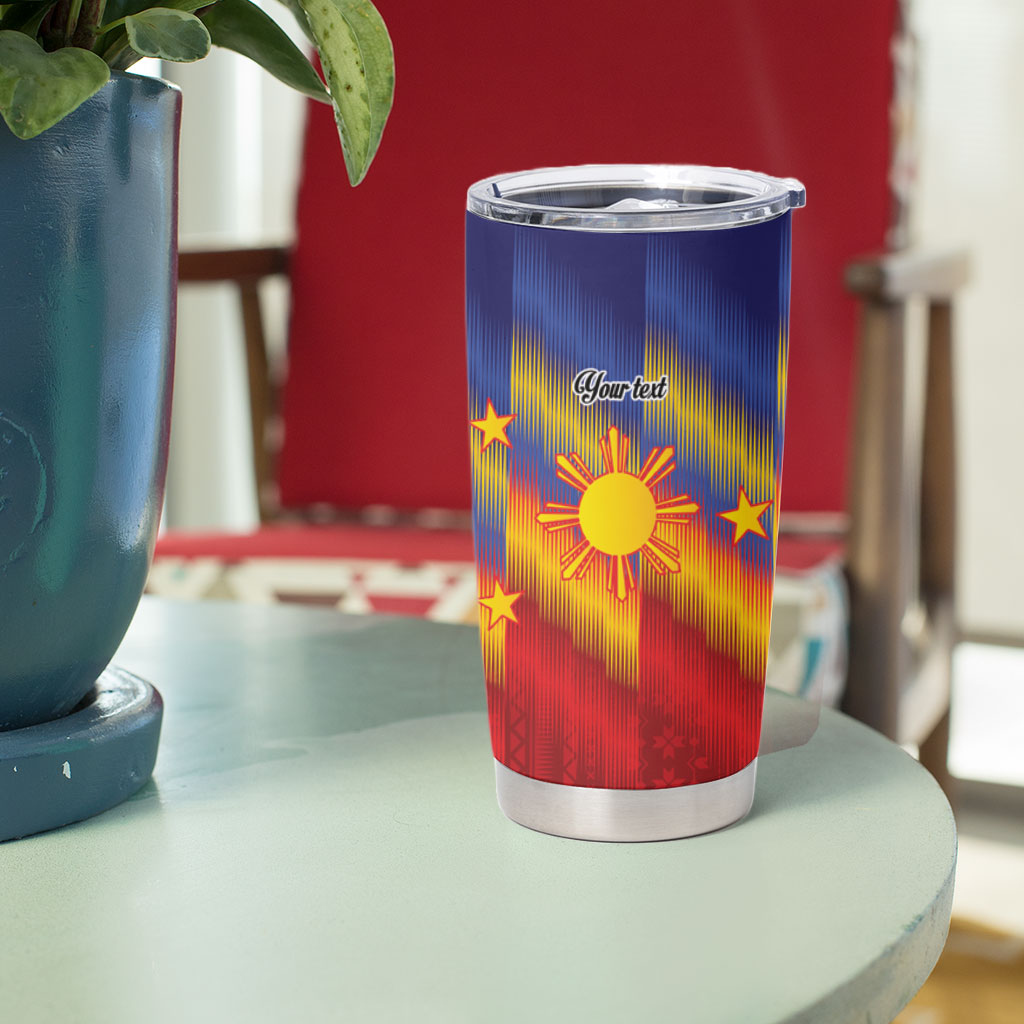 Personalized Philippines Eight Rays Sun Tumbler Cup Traditional Filipino Igorot Pattern Motif LT9 - Polynesian Pride